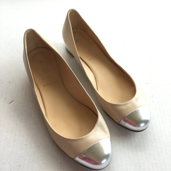 J.Crew's Janey Metallic Cap-Toe Flats Shoes Size 6 - Picture 2 of 7